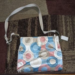 Coach signature multicolor tote crossbody bag purse